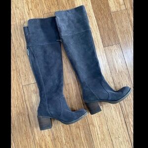 LUCKY BRAND☘️ over the knee genuine suede leather charcoal gray boots 6.5